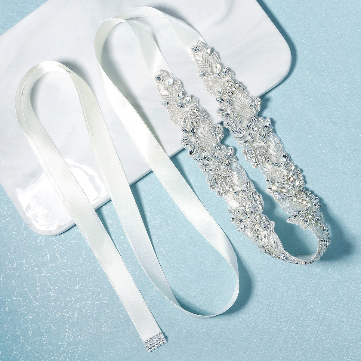 CST Fashion Wedding Dress Accessories Luxury Rhinestone Knitted Bridal Waist Seal Ribbon Hand Sewn Belt