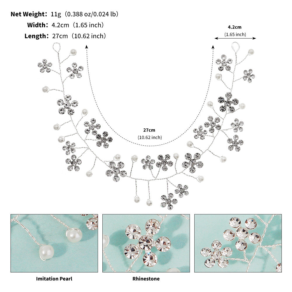CFS Bridal Wedding Soft Chain Headband Beautiful Flower Shaping Photo Hair Accessories Handmade Pearl Plum Blossom Diamond Headband Female