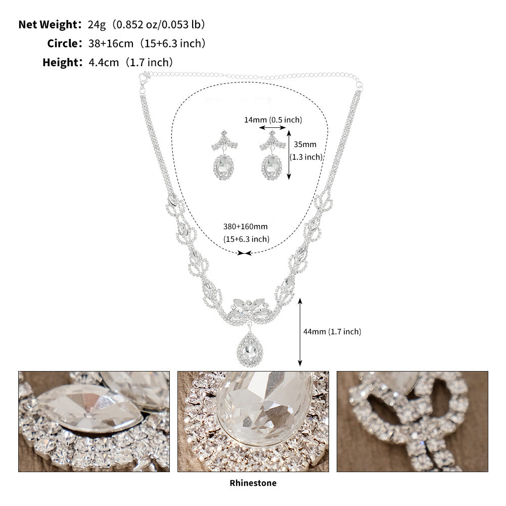 CTZ niche design sense necklace women's daily versatile diamond set chain bridal retro pearl earrings necklace