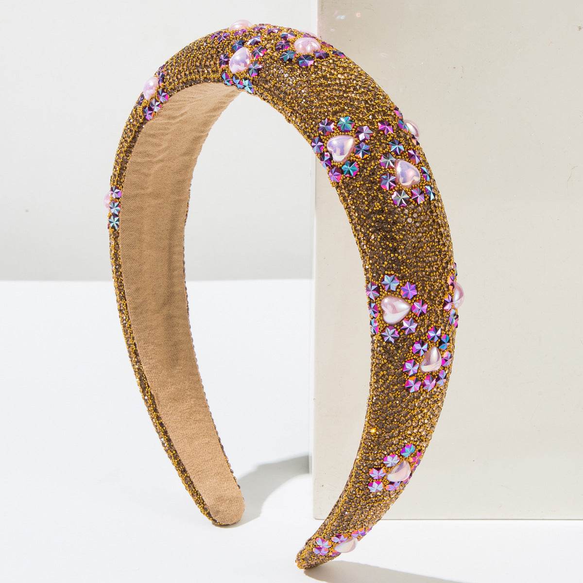 CFG Korean version full diamond sponge heightening headband light luxury gypsy star shining love hair accessories versatile high quality headband - WhosaleJewelry