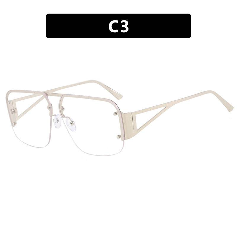 CYJ fashion rivet polygonal sunglasses pilot retro sunglasses half frame versatile sunglasses concave shape - WhosaleJewelry