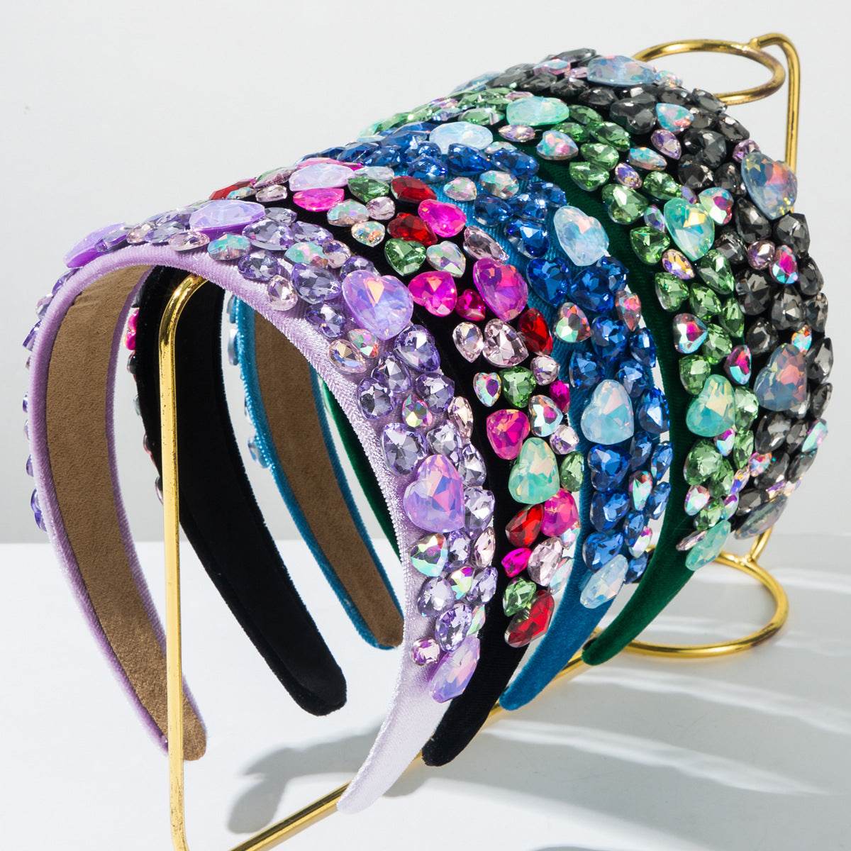 CFG baroque headband wide edge colored love full diamond headband sweet versatile high-end banquet hair accessories women - WhosaleJewelry