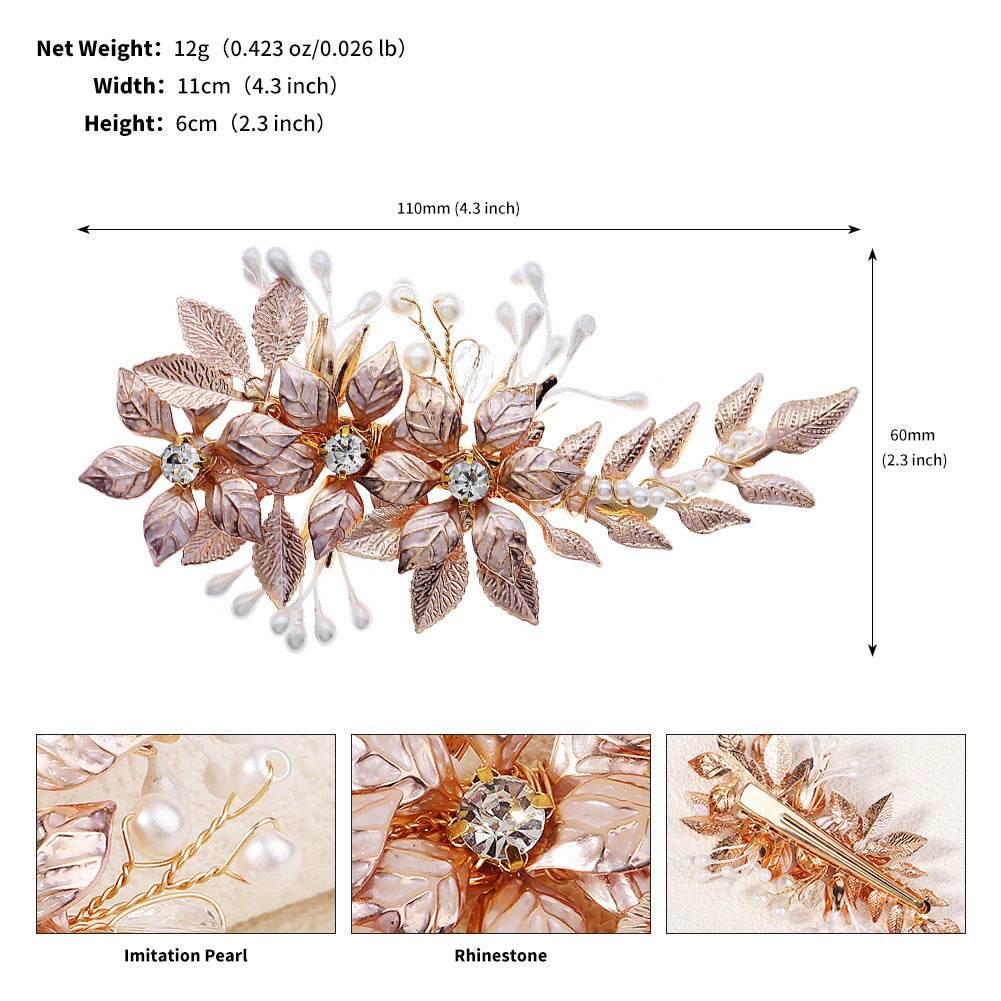 CFQ Bridal Flower Pearl Handmade Hairpin Women's Ball Party Wedding Dinner Headgear Hair Accessories Duck Beak Clip - WhosaleJewelry