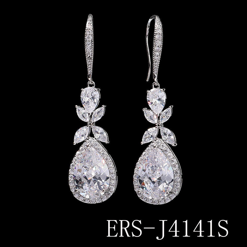 CEH bridal earrings, go out daily versatile earrings, long pearl earrings, light luxury zircon earrings.