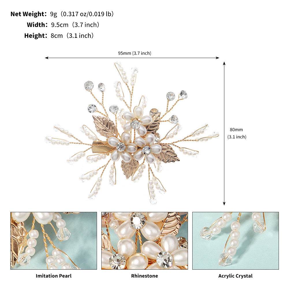CFQ Bridal Flower Pearl Handmade Hairpin Women's Ball Party Wedding Dinner Headgear Hair Accessories Duck Beak Clip - WhosaleJewelry