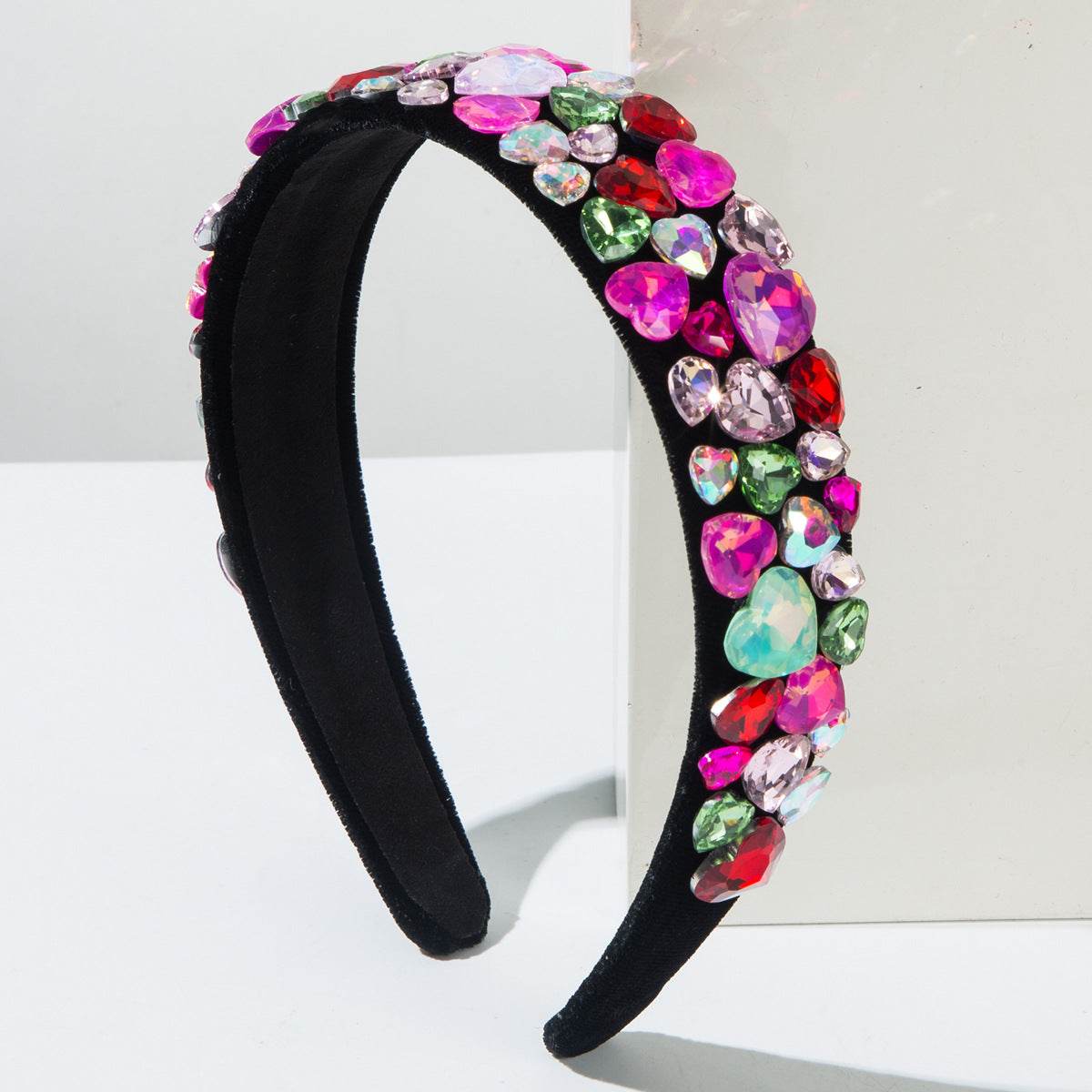 CFG baroque headband wide edge colored love full diamond headband sweet versatile high-end banquet hair accessories women - WhosaleJewelry