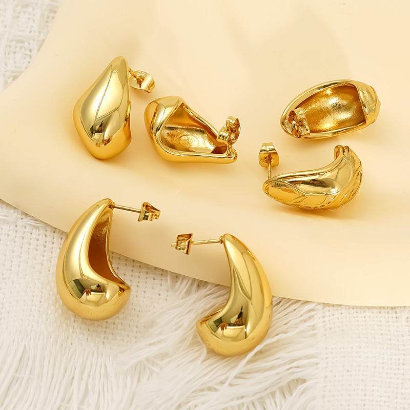CED advanced sense personalized water drop titanium steel stud earrings women's fashion cold wind niche light luxury stainless steel earrings - WhosaleJewelry
