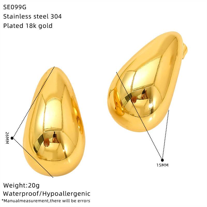 CED advanced sense personalized water drop titanium steel stud earrings women's fashion cold wind niche light luxury stainless steel earrings - WhosaleJewelry