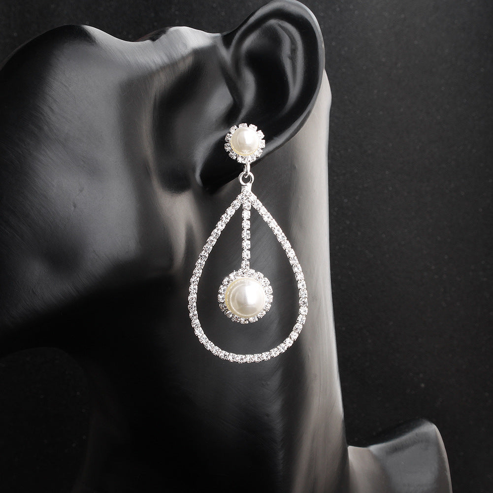 CEH miallo creative exaggerated personality round earrings star diamond earrings high-end pearl earrings