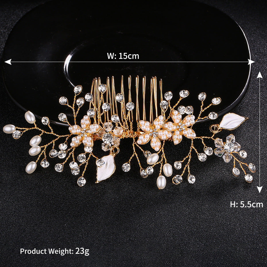 CFQ New Chinese Xiuhe Bridal Hair Accessories Light Luxury Versatile Premium Sense Pearl Comb Crystal Flower Hair Comb Wedding Headgear