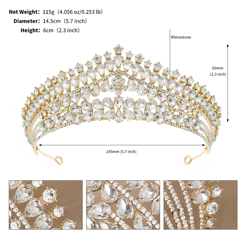 CFG Vintage Luxury Crown Alloy Diamond Atmospheric Bridal Headwear Wedding Banquet Party Bridal Crown