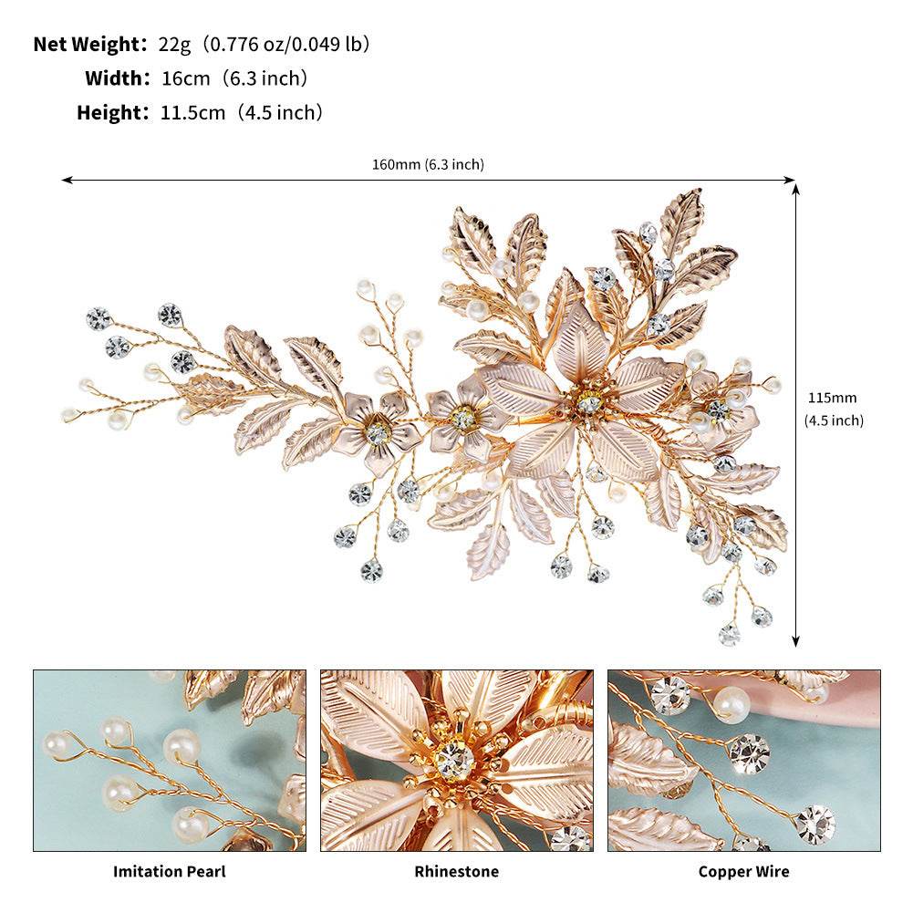 CFQ Bridal Flower Pearl Handmade Hairpin Women's Ball Party Wedding Dinner Headgear Hair Accessories Duck Beak Clip - WhosaleJewelry