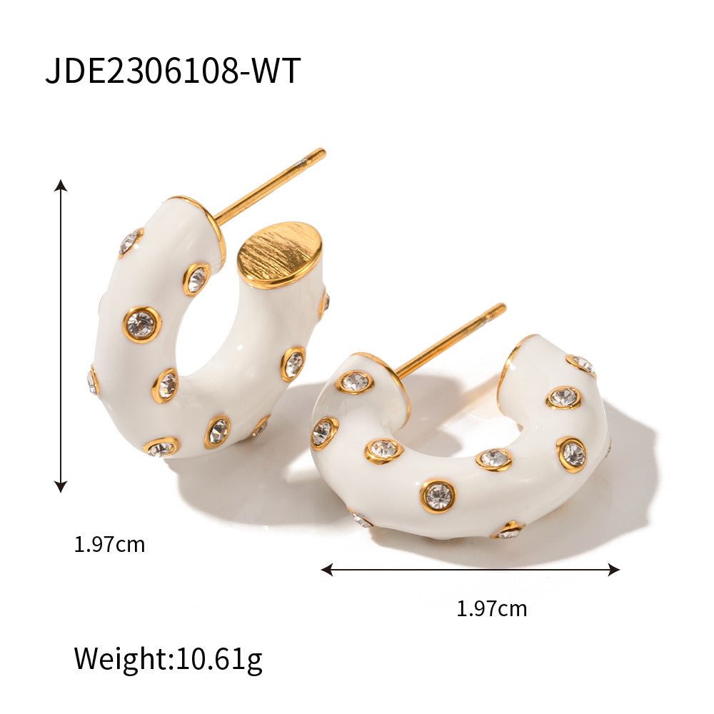 CED stainless steel drip oil earrings, light luxury high-end earrings, cross-border popular titanium steel jewelry, women's color does not fade