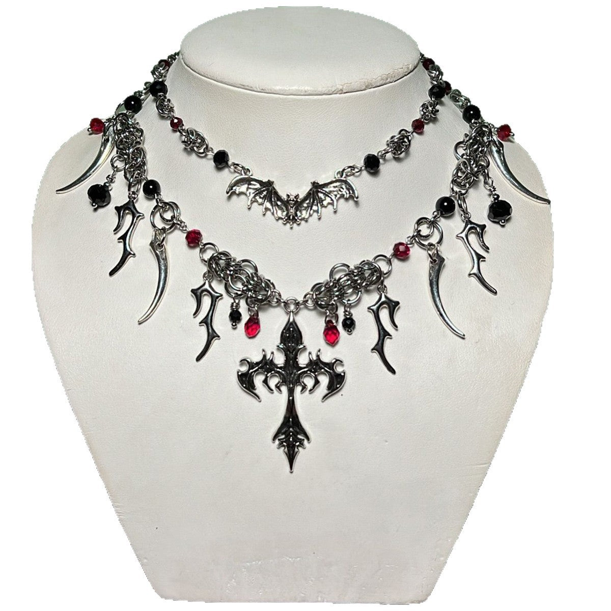 CXL Cross Pendant Halloween Necklace Gothic Braided String Chain Trend Sweet Cool Bat Niche Collarbone Chain