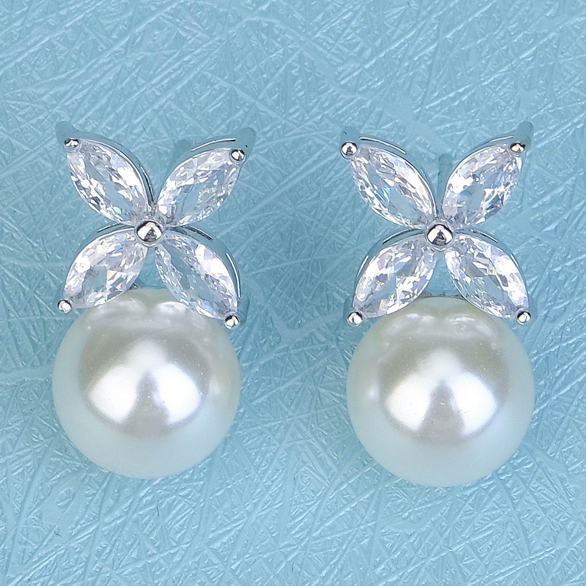 CEH Fashion Versatile Zircon Stud Earrings High Sense Ball Party Earrings Bridal Wedding Pearl Earrings Women - WhosaleJewelry
