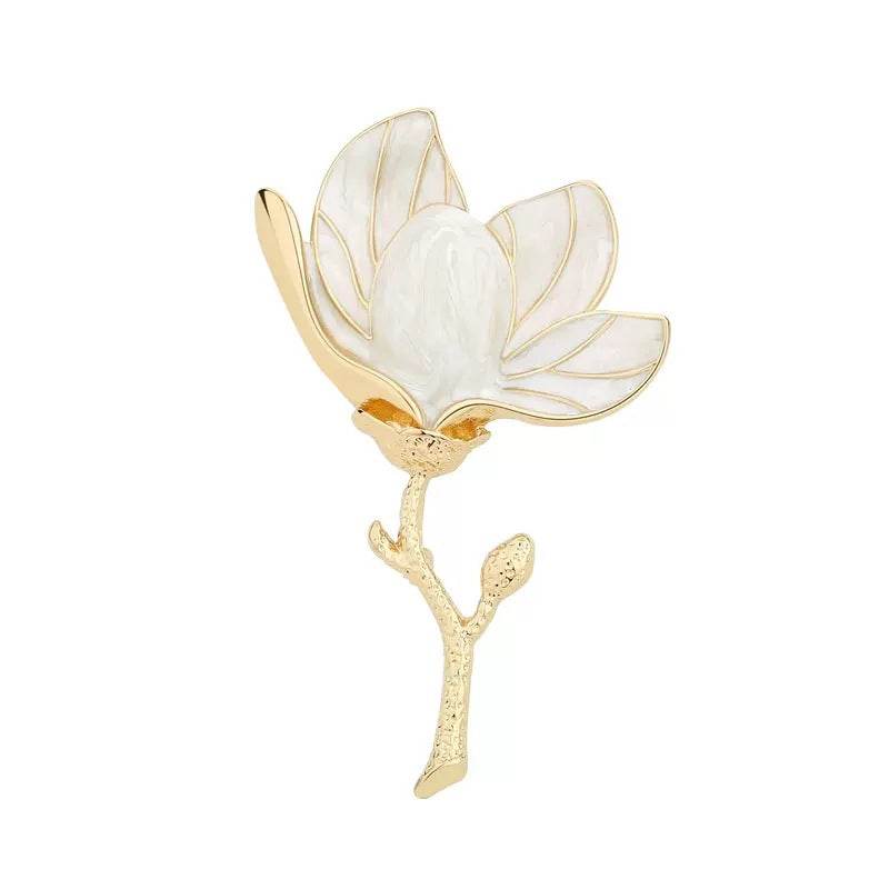 CXZ retro elegant magnolia flower brooch high-end female exaggerated court style pin tide brooch clothing accessories - WhosaleJewelry