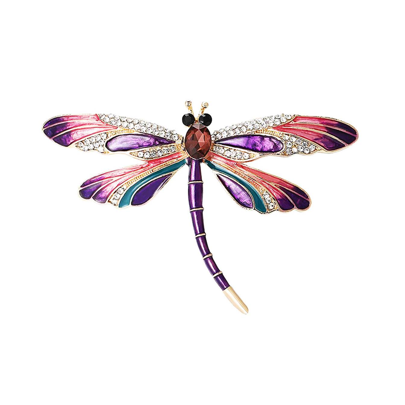 CXZ enamel dragonfly brooch female elegance temperament insect corsage niche design pin suit accessories - WhosaleJewelry