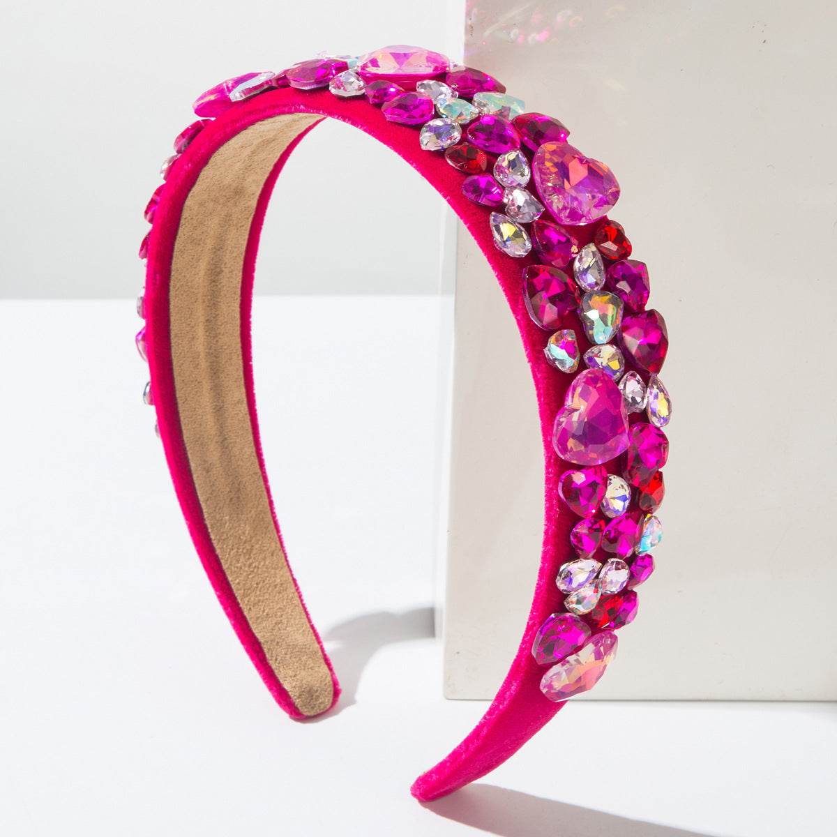 CFG baroque headband wide edge colored love full diamond headband sweet versatile high-end banquet hair accessories women - WhosaleJewelry